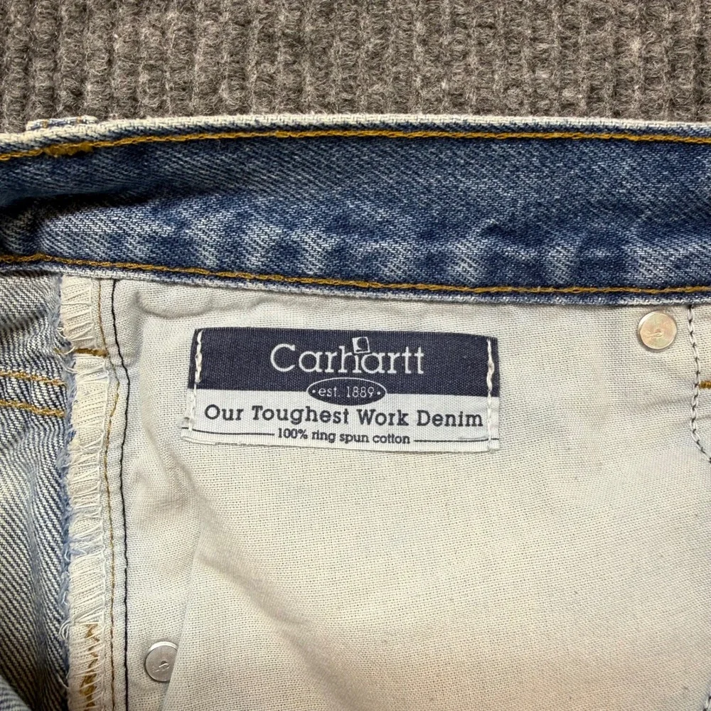 Carhartt Mens 38x26‎ Light Wash Jeans Straight Leg Workwear Denim